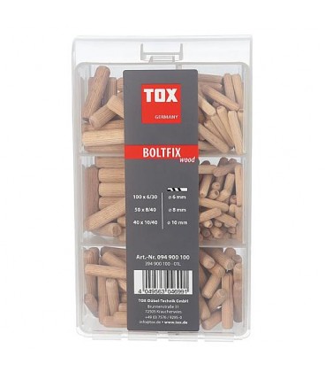 Cheville en bois TOX assortiment 190 pcs. Boltfix wood 100x 6 x 30 mm 50x 8 x 40 mm, 40x 10 x 40 m