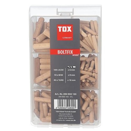 Cheville en bois TOX assortiment 190 pcs. Boltfix wood 100x 6 x 30 mm 50x 8 x 40 mm, 40x 10 x 40 m