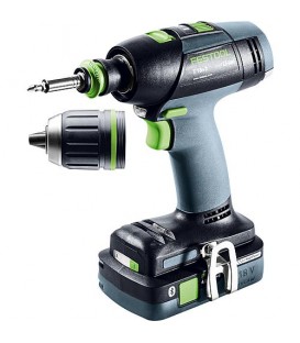 Perceuse-visseuse sans fil Festool 18V T18+3 HPC 4,0 I-Plus avec 2x batteries 4,0 Ah et chargeur