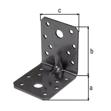 Schwerlast-Winkelverbinder mit Sicke DURAVIS® 70 x 70 x 55 mm, Material: Stahl, sendzimirverzinkt, Oberfläche: schwarz-diamant
