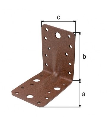 Schwerlast-Winkelverbinder 90 x 90 x 65 mm, mit Sicke DURAVIS®, Material: Stahl, sendzimirverzinkt, Oberfläche: rostbraun