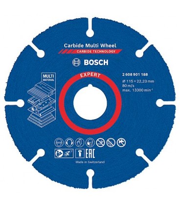 Disque à tronçonner BOSCH EXPERTCarbide Multiwheel Ø 115 x 22,23 mm