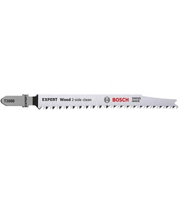 Lames de scie sauteuse BOSCH® EXPERT T308B longueur 117 mm, pour bois, conditionnement 5 pièces