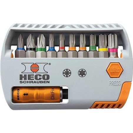 HECO Bit Selector HECO et Pozidriv avce codification couleu 11 pieces avec Clicfix