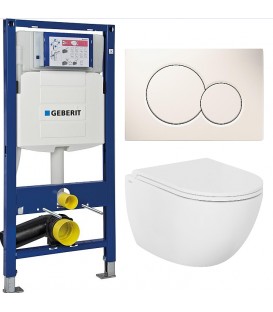 Kit promotionnel réservoir Duofix Geberit, plaque de déclenchement Sigma 01+ WC suspendu Evenes Elanda et abattant