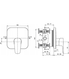 mitigeur de douche Ideal Standard Ceraplan III rosace 165X165 mm