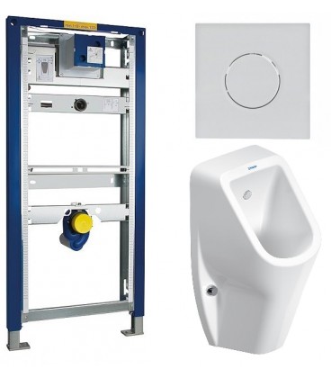 Pack complet Bâti support urinoir geberit et Urinoir Duravit No. 1, sans rebord, entrée par l'arrière