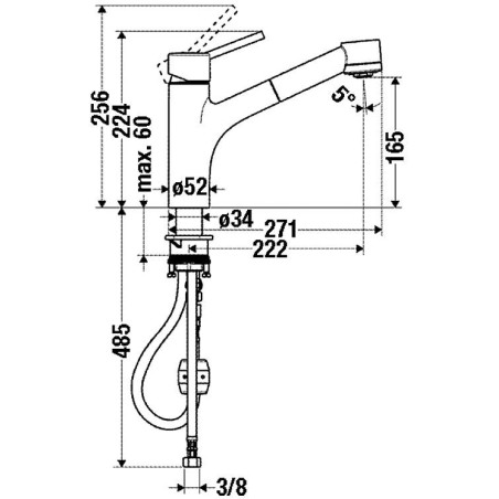 Mitigeur d´évier Talis-S avec douchette extractible, saillie 222mm