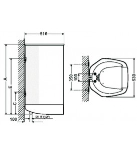 Reservoir mural 80 2 circuits" Type WSU 80, sans groupe de securite!!nouveau mod