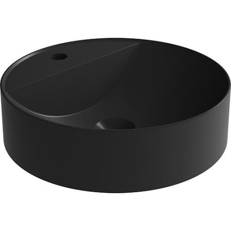 Vasque à poser Serido Ø x H : 400 x 105 mm fonte minérale noir mat, sans trop-plein