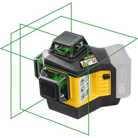 Laser lignes croisées STABILA 12V LAX 600 G, autonivelant, 3 lignes laser vertes de 360°, sans batterie ni chargeur