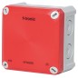 Boîte de dérivation FR 85x85x54mm, membrane de perforation IP66, PS, gris/rouge, éclairage de sécurité