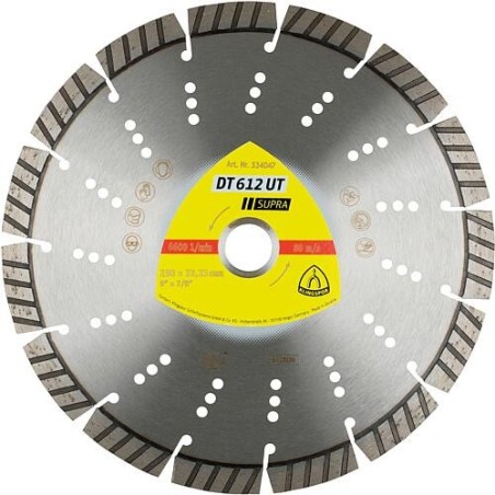 Disques à tronçonner diamantés Klingspor DT 612 UT, 115 x 2,4 x 22,23 mm, 8 segments