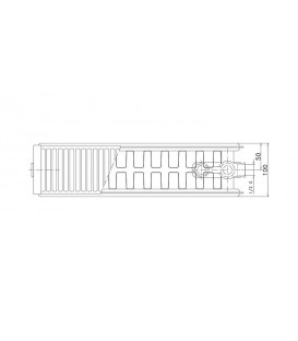 Radiateur profilé PLATTELLA V6 L raccordement standard 6-raccords, Type 22/400/2400, couleur blanc RAL 9016