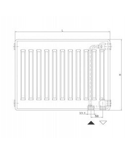 Radiateur profilé PLATTELLA V6 L raccordement standard 6-raccords, Type 22/400/700, couleur blanc RAL 9016