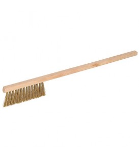 Brosse de nettoyage en laiton, bois, 52 cm, coupe longue, étroite, 2 rangées