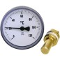 Thermomètre à aiguille bimétal 0-120°C diam 63 mm, corps en plastique PL 2031 - lg sonde 40 mm