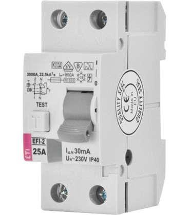 Interrupteur FI EFI-2, 2 poles 25A, 30mA, type A, instantanné