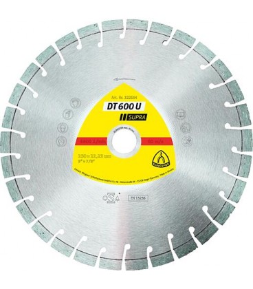 Disques à tronçonner diamantés Klingspor DT 600U, 115 x 2,4 x 22,23 mm 13 segments