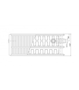 Radiateur profilé PLATTELLA V6 L raccordement standard 6-raccords, Type 33/600/2400, couleur blanc RAL 9016