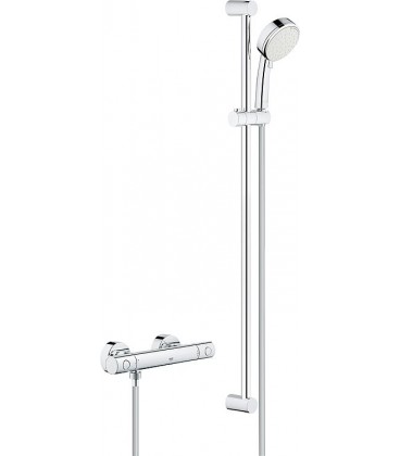 Kit de thermostatique de douche Grohe Grohtherm 800 C avec barre de douche 900 mm, douchette manuelle Ø 100