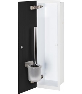 Niche à encastrer pour WC blanc laqué Flat 450 1 porte vitrée noire à gauche