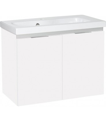Meuble sous-vasque + vasque en céramique EOLA blanc mat 2 portes 710x580x380mm