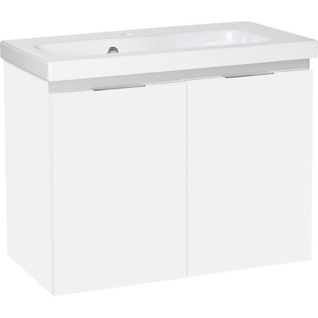 Meuble sous-vasque + vasque en céramique EOLA blanc mat 2 portes 710x580x380mm