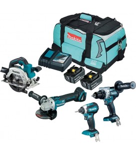 Kit batterie Makita 18V 4 pièces DLX4156TX1 avec 2x batteries 5 Ah, chargeur et sac de transpor