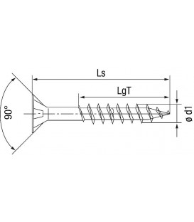 Vis à tête fraisée inox A2 filetage partiel T-Star Plus Ø 8,0x240 mm, UE 50 pieces