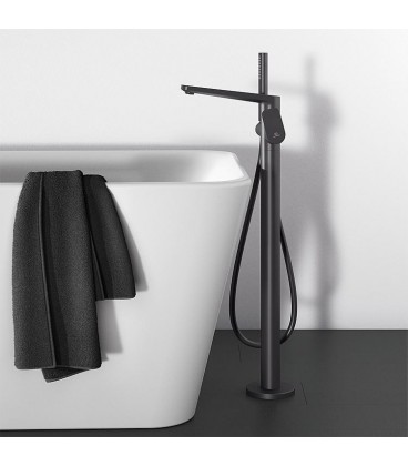 Kit de mitigeur bain/douche Ideal Standard Tonic II, au sol avec douchette bâton, saillie 220 mm, noir mat