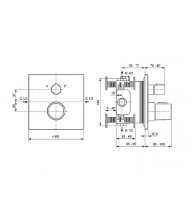 Mitigeur thermostatique bain/douche encastré Ideal Standard Ceratherm C100, noir mat, carré DVGW