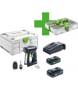 Perceuse visseuse sans fil Festool 18V C 18 HPC 4,0 I-Pl avec 2x 4,0 Ah batteries et chargeur systainer inclus