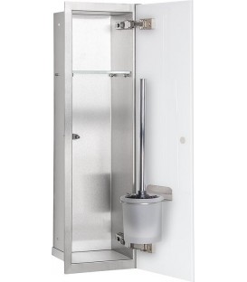 Niche à encastrer pour WC acier brossé Flat 600 1 porte vitrée blanche à droite