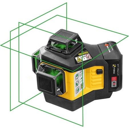 Laser lignes croisées STABILA 12V LAX 600 G, autonivelant, 3 x 360° lignes laser vertes, portée max. : Coffret de transport 40 m