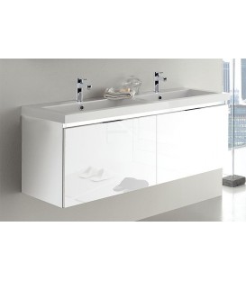 Meuble sous-vasque + vasque en fonte minérale WTU EPIC blanc mat 2 tiroirs 1210x580x510mm