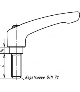 Levier de serrage avec Filetage mâle M 5 x 20 Niro