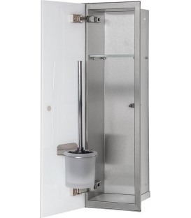 Niche à encastrer pour WC acier inoxydable complète Zero 600 1 porte vitrée blanche à gauche