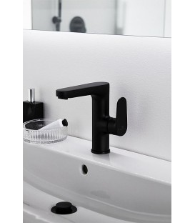 Mitigeur lavabo Ideal Standard Cerafine O, saillie135 mm, noir mat sans garniture d’écoulement