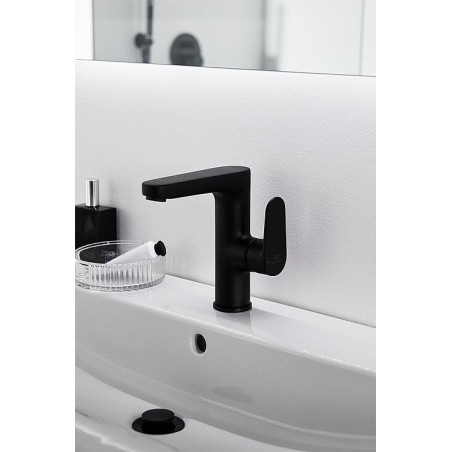 Mitigeur lavabo Ideal Standard Cerafine O, saillie135 mm, noir mat sans garniture d’écoulement