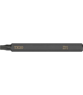 Embout de tournevis à frapper WERA TORX® T20 x 70 mm, entraînement hexagonal 1/4"