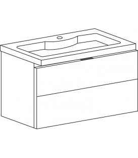 Meuble sous-vasque + vasque en céramique EOLA anthracite mat 2 tiroirs 710x580x380mm