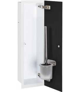 Niche à encastrer pour WC blanc laqué Flat 450 1 porte vitrée noire à droite