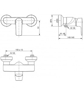 Mitigeur douche apparent Ideal Standard Connect Air, chromé