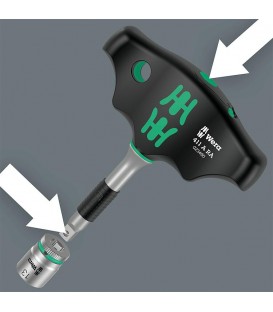 Tournevis adaptateur à manche en T WERA 411 A RA, 1/4" avec fonction cliquet