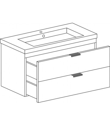 Meuble sous-vasque + vasque en céramique série MBF anthracite brillant 2 tiroirs 710x550x510mm