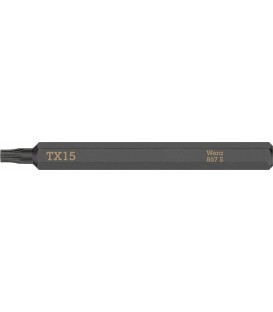 Embout de tournevis à frapper WERA TORX® T15 x 70 mm, entraînement hexagonal 1/4"