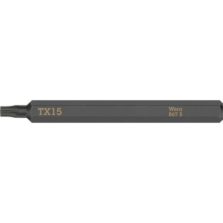 Embout de tournevis à frapper WERA TORX® T15 x 70 mm, entraînement hexagonal 1/4"