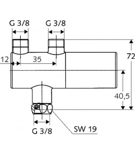 Mélangeur thermostatique d'eau sanitaire DN10 (3/8"), chrome