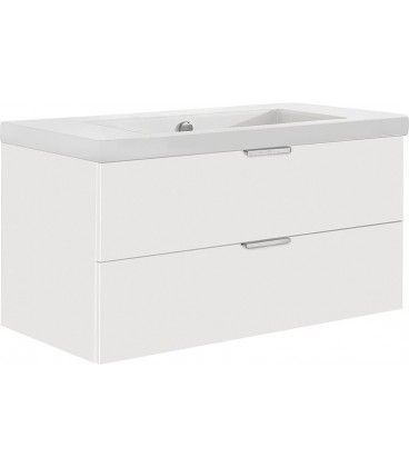 Meuble sous vasque + vasque en céramique EPIL blanc mat 2 tiroirs 860x550x510mm